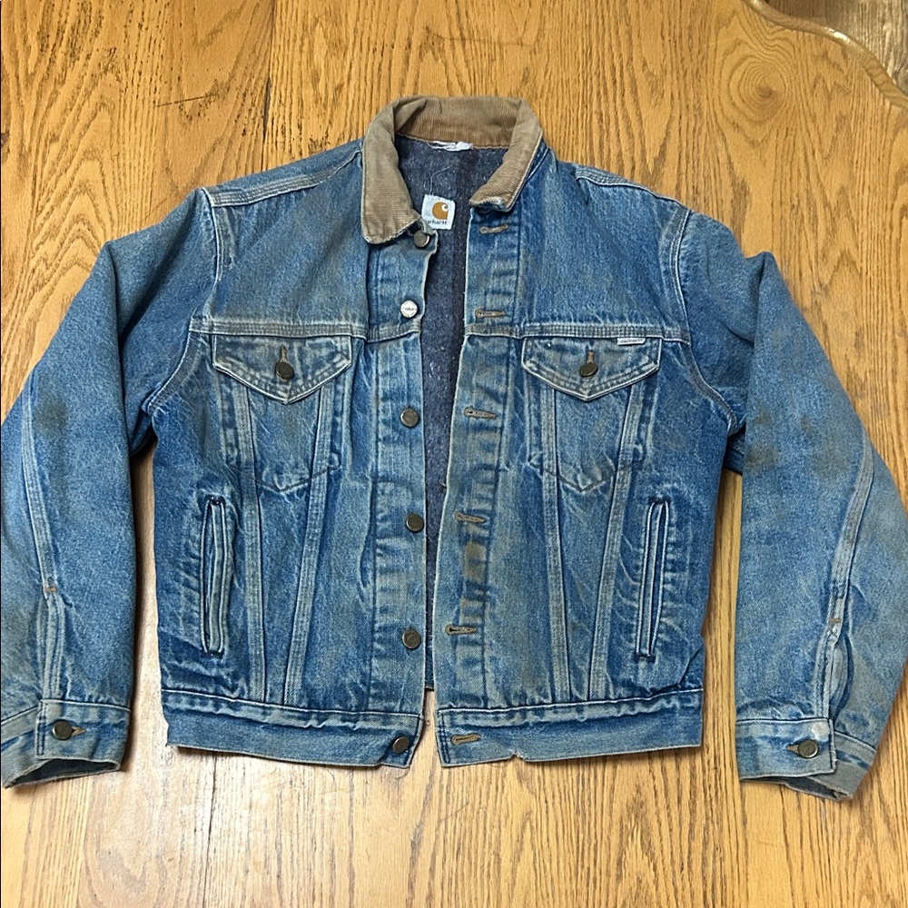 Vintage Carhartt Denim Jacket with Tan Collar
